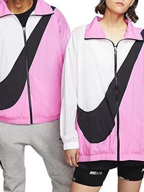 Nike Pink, White & Black Colorblock Varsity Jacket